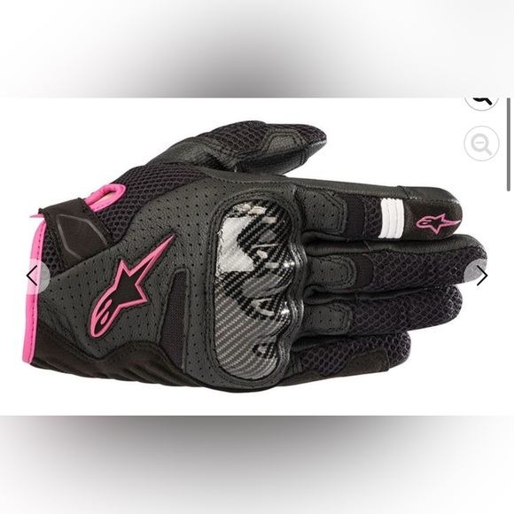 Womens Alpinestars Stella Black/Pink leather motorcycle Riding Gloves small - Picture 1 of 13